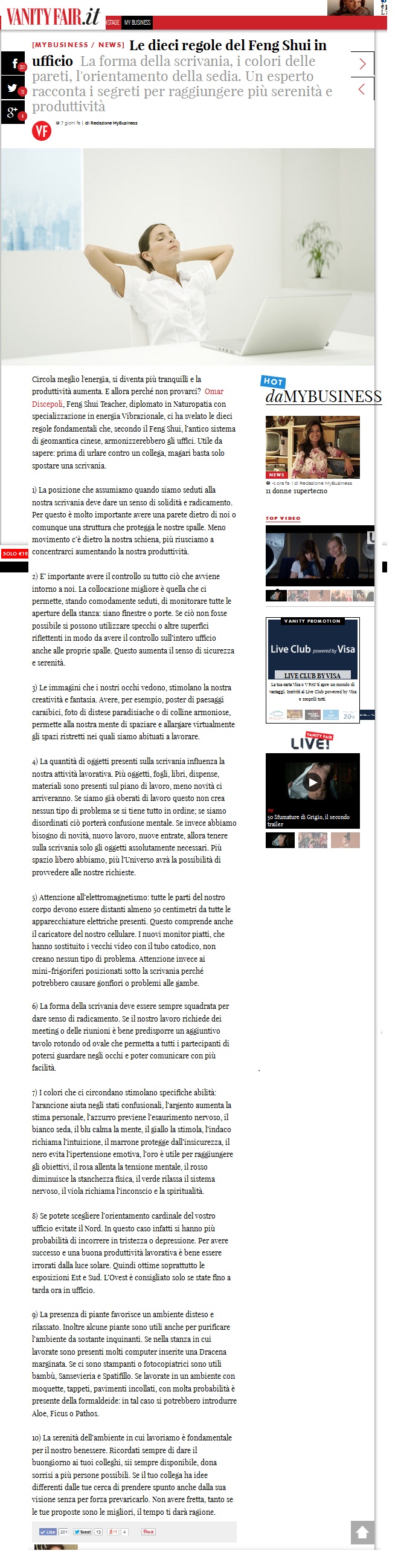 Articolo Vanity Fair